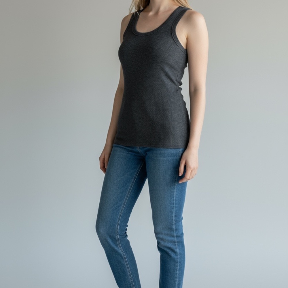 Market & Spruce Ribbed Knit Tank Top – Size L – Charcoal Gray